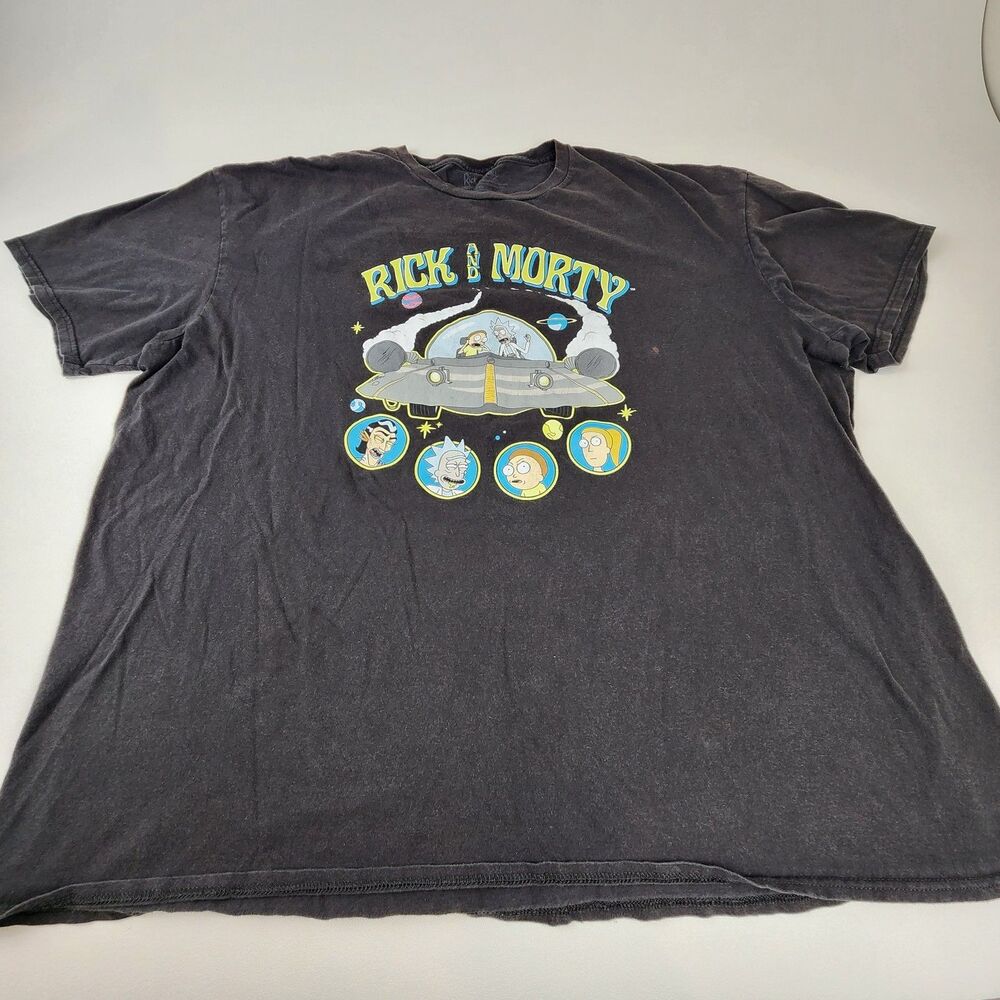 Rick and Morty T Shirt Mens 3XL Black Graphic Tee Adult Swim Distressed